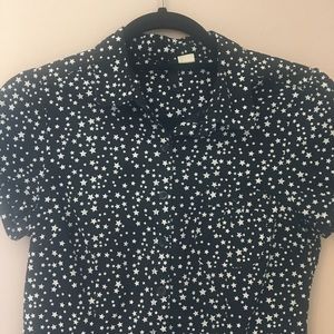 H&M Black & White Star Button Down Shirt
